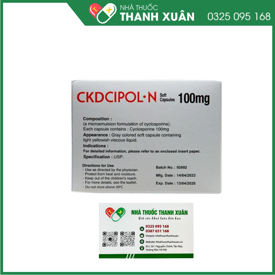 Ckdcipol-N 100mg ngăn ngừa thải bỏ mảnh ghép trong ghép tạng